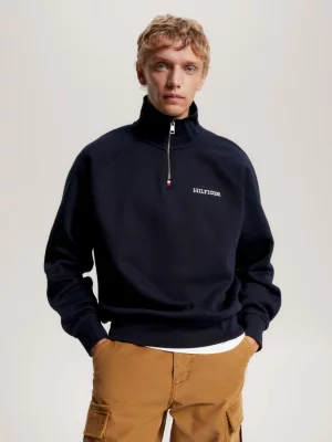 Moletom Hilfiger Monotype com zíper até o peito e modelagem Archive Fit