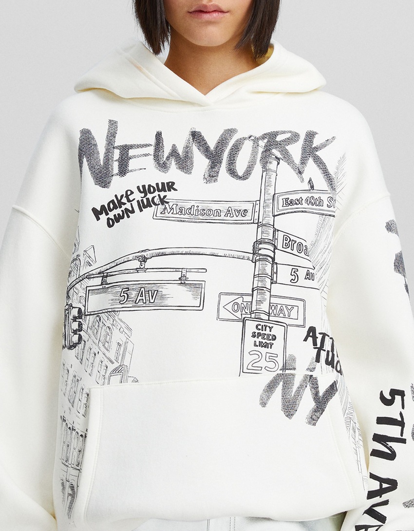 Moletom oversized com estampa de Nova York