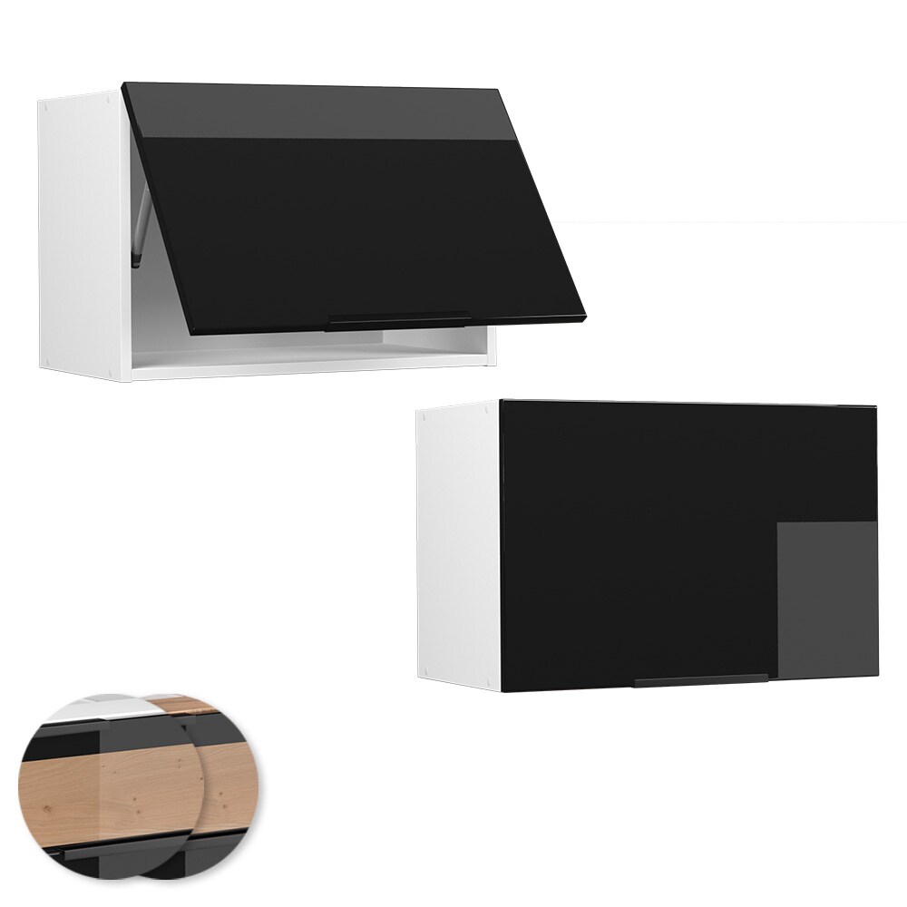Vicco Hängeschrank Küchenschrank Küchenmöbel Fame-Line Weiß Schwarz 60 cm flach modern Hochglanz