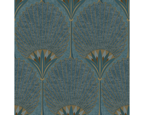 Vliesbehang A54902 Nijlpalm blauwgroen