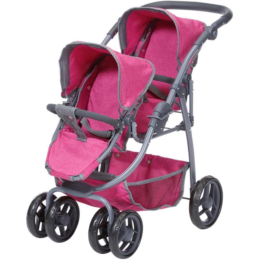 knorr toys® Zwillingspuppenwagen Milo - berry rosa