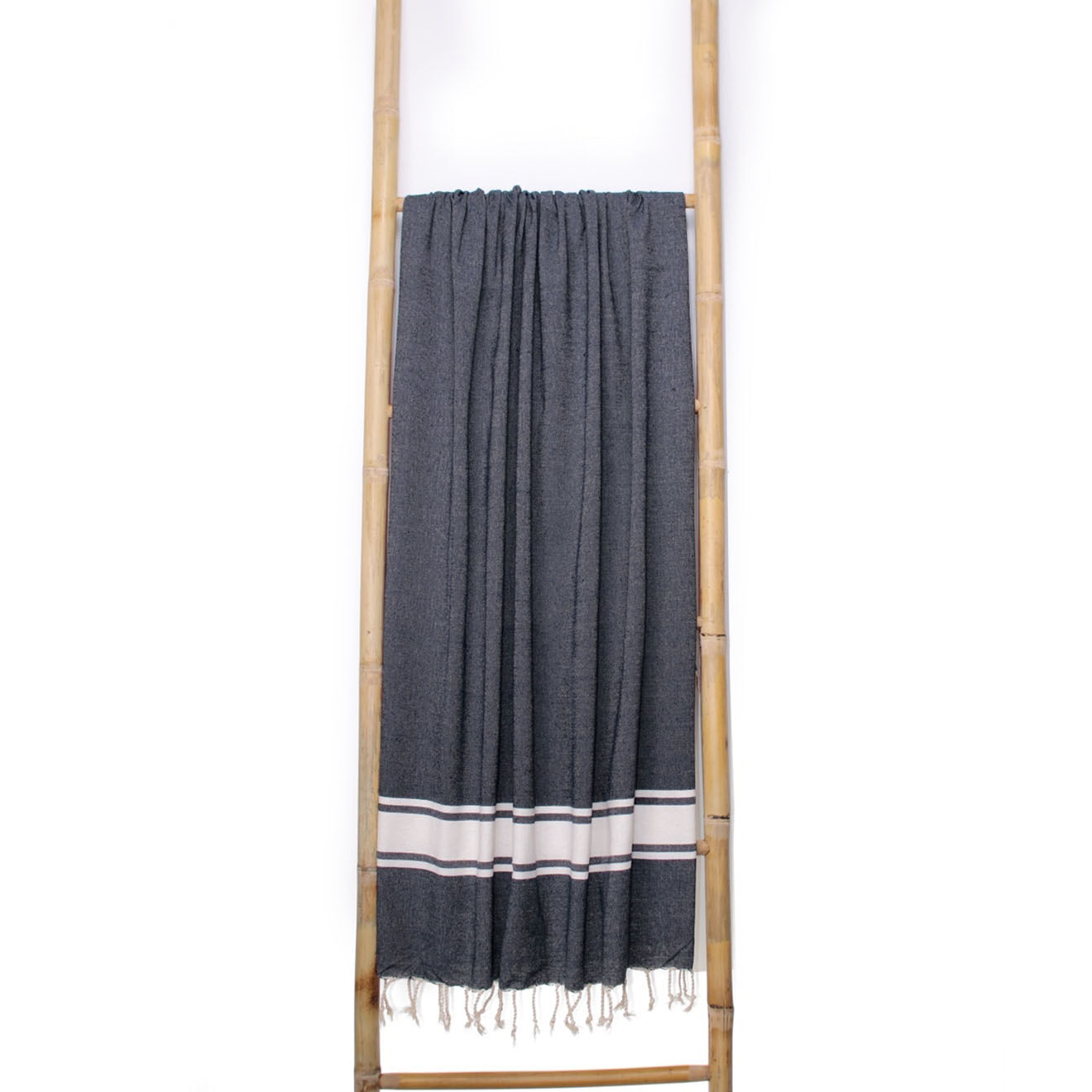 Febronie Fouta Famiglia XXL St Tropez Rayure Classique bleu jean - 200x200 cm