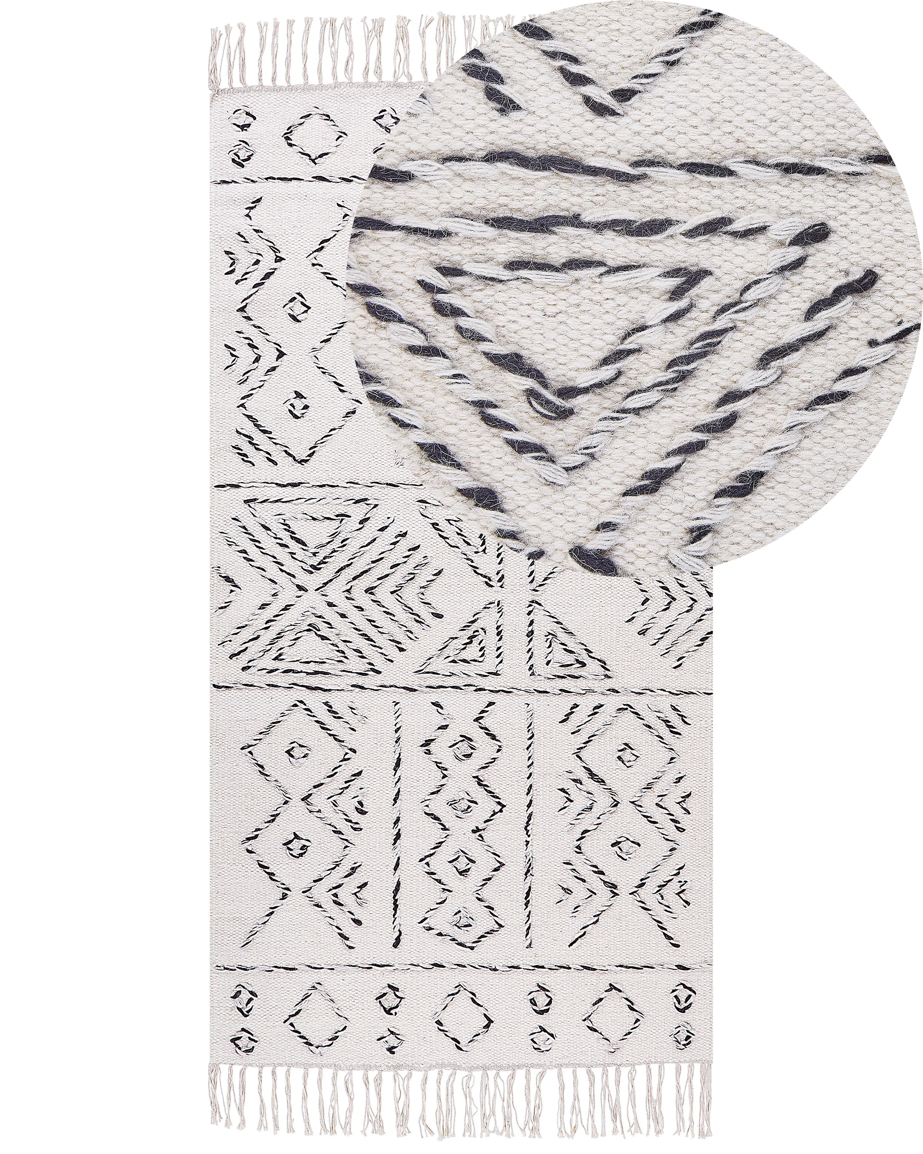 Vloerkleed ALKENT Wit 80 x 150 cm Wol
