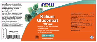 NOW Kalium Gluconaat 100mg Tabletten 100ST