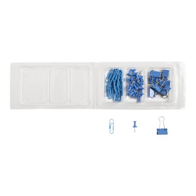 Exacompta Iderama - Kit de 58 attaches (pince-notes, trombones et punaises) - bleu clair
