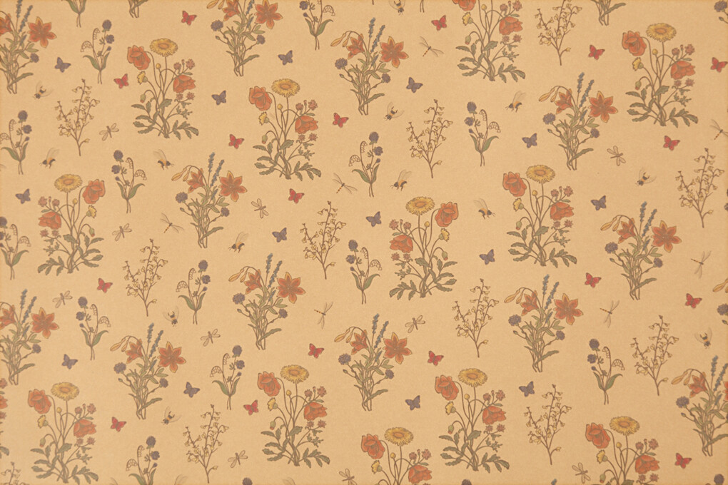 Læderpapir - Blomster - Ensfarvet - 350 G - Lysebrun - 49,5X100 CM