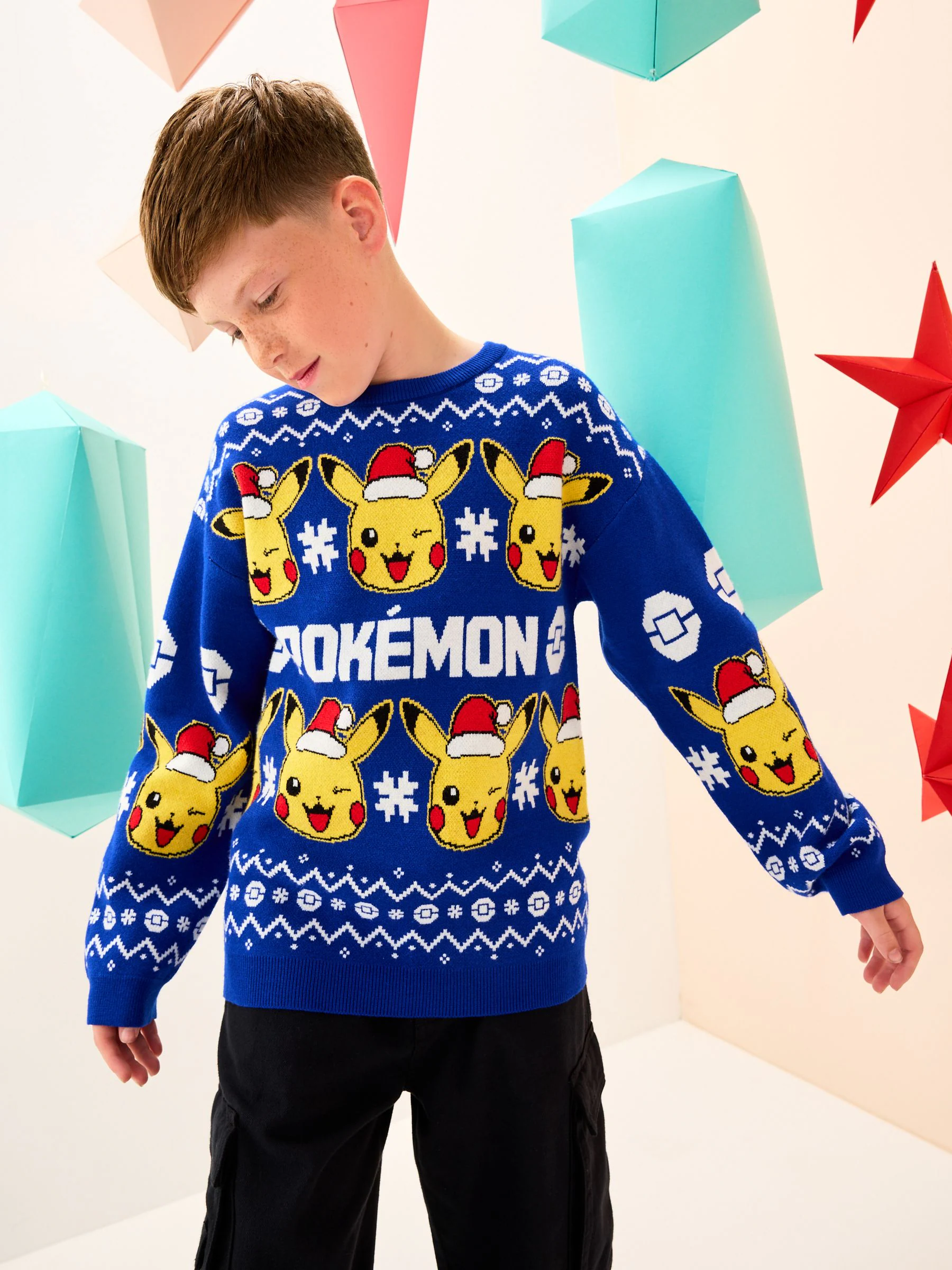Felblauwe Pokémon - Kersttrui (3 - 16 jr)