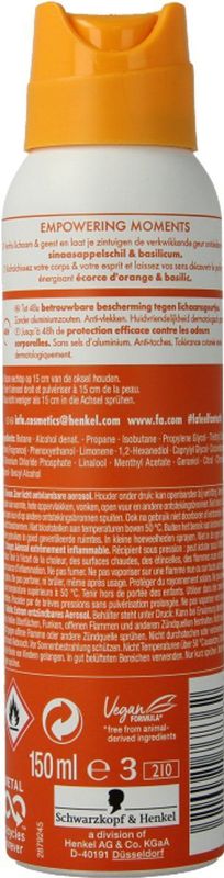 Fa - Empowering Moments - Deodorant - Sinaasappelschil en Basilicum - Vegan Formule