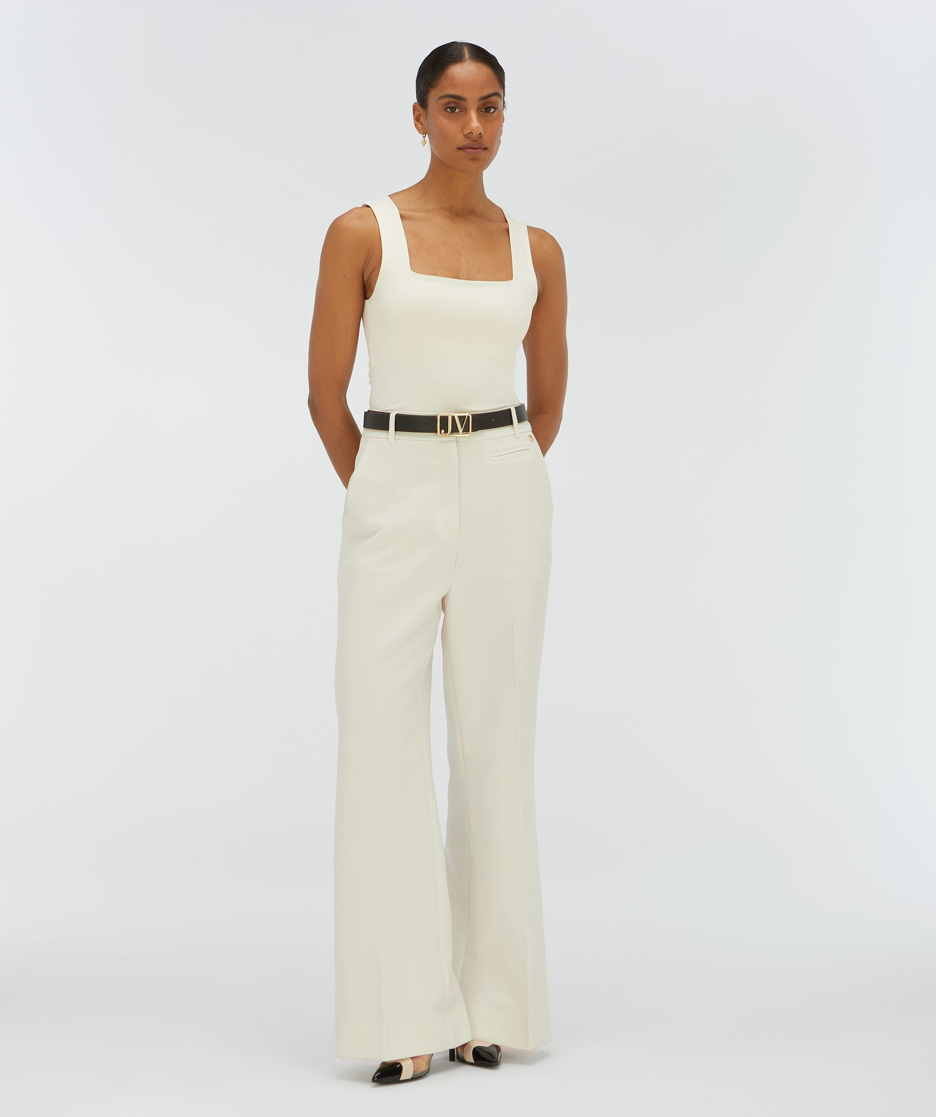 JV-LINDE slim fit top - creme white