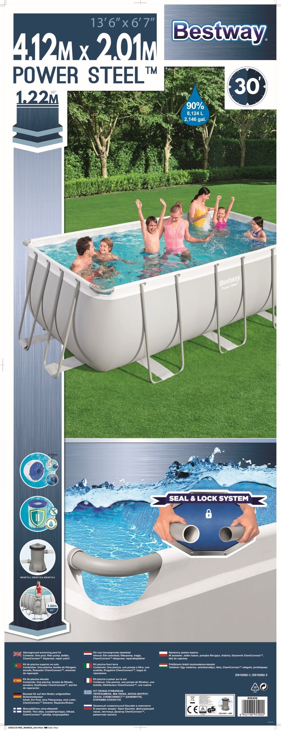 Bestway frame zwembad Power Steel met pomp 412 x 201 x 122 cm