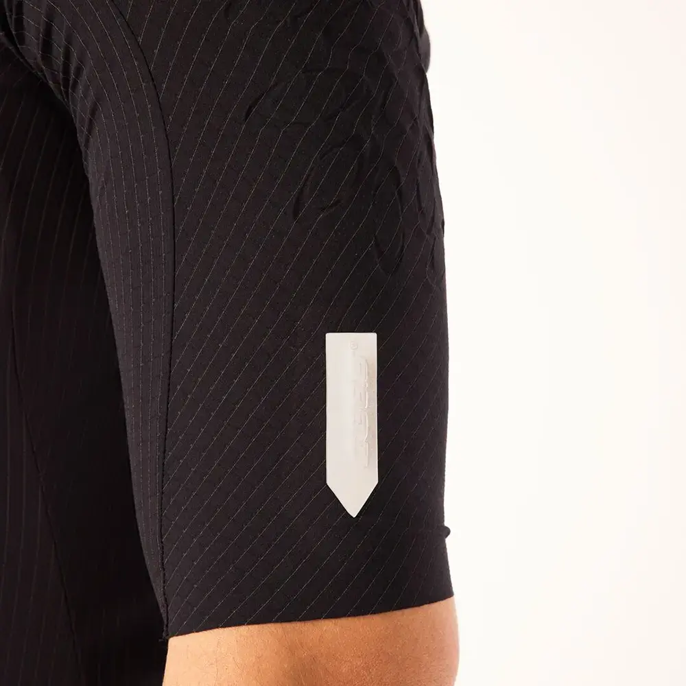 Q36.5 x Oakley Gridskin Pinstripe Fietsshirt Korte Mouwen Zwart Heren