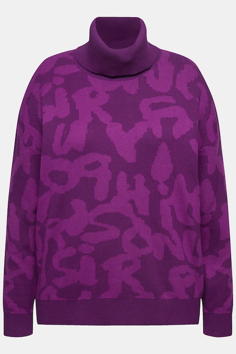 Pullover, Buchstaben, gerippter Rollkragen, Langarm