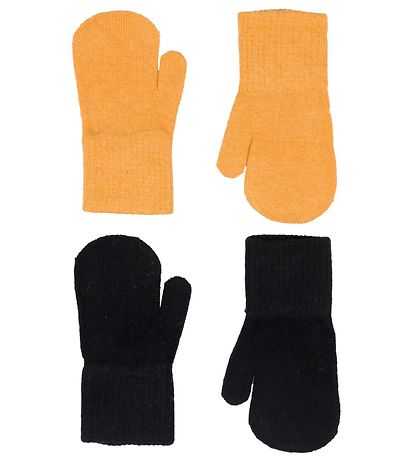 CeLaVi Fäustlinge - Wolle/Nylon - 2er-Pack - Yellow/Schwarz
