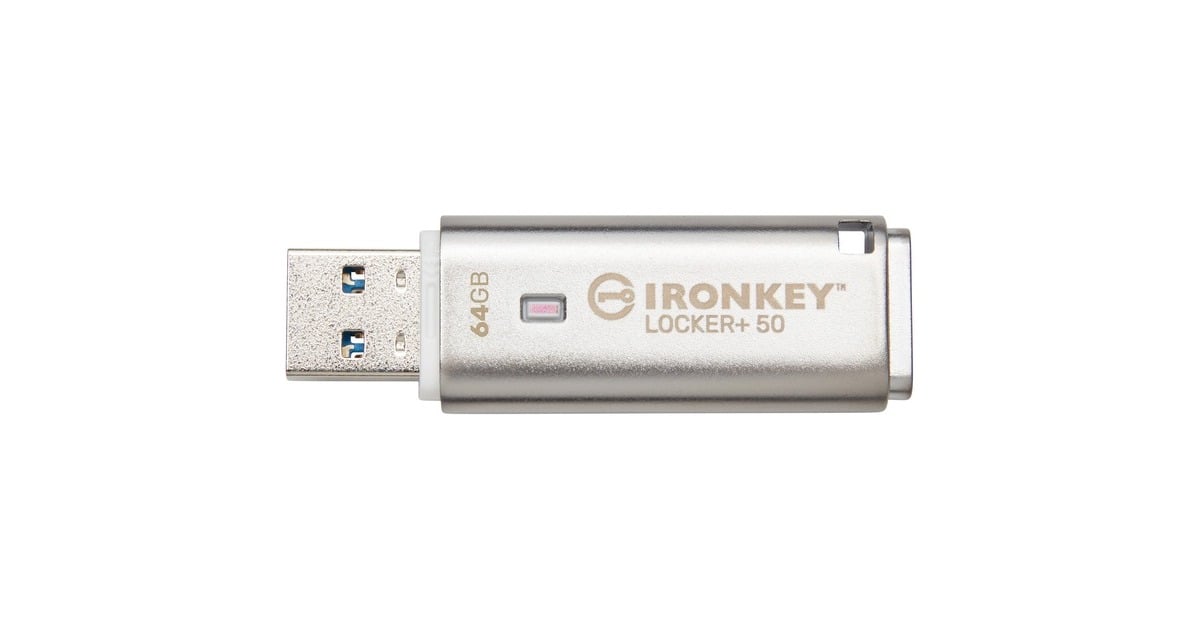 KingstonIronKey Locker+ 50 64 GB usb-stick  (Aluminium, USB-A 3.2 Gen 1 (5 Gbit/s))