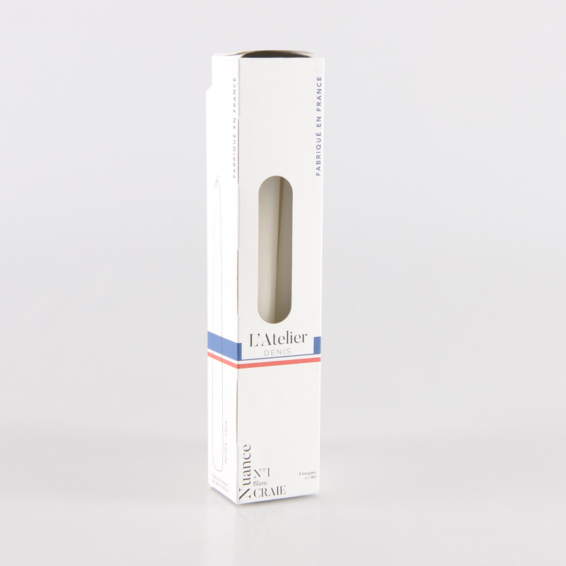 4 bougies flambeaux blanc craie