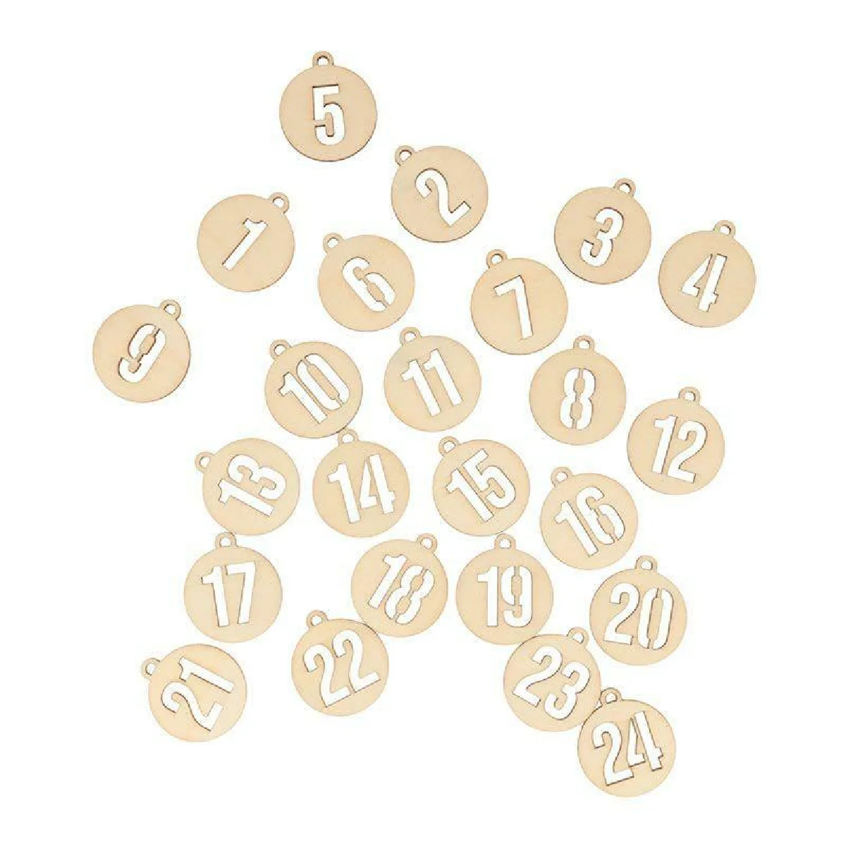 Artemio Autocollants Chiffres ronds en bois - Calendrier de l'Avent
