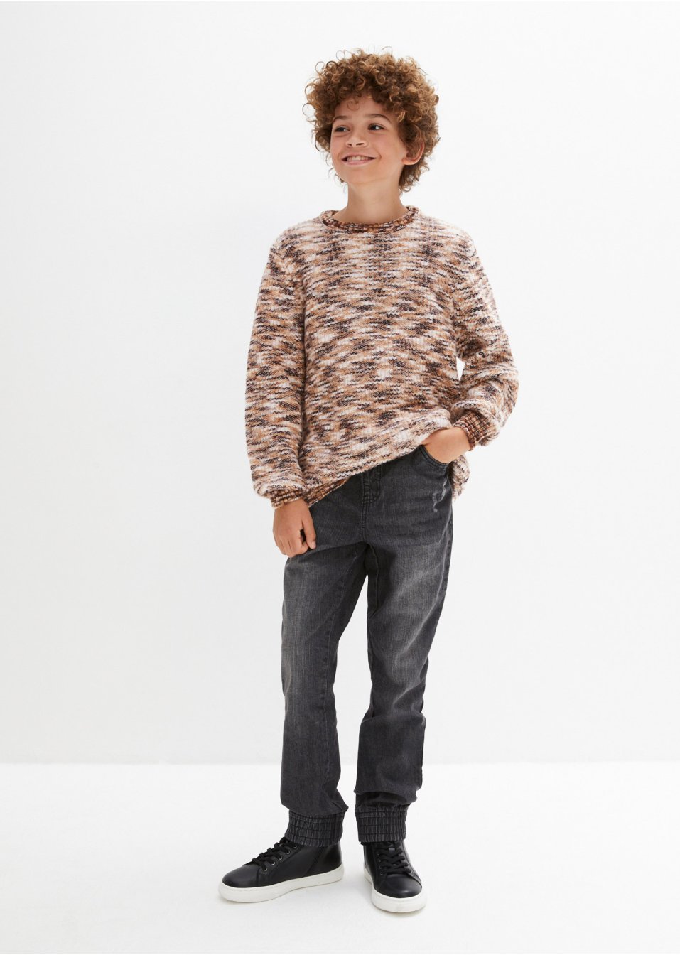 Pull garçon en maille chinée
