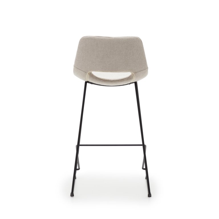 Kave Home Zahara barkruk H76 zwart onderstel, beige