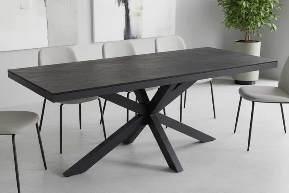 In- und Outdoor Esstisch GALAXIE 200cm anthrazit Keramik Aluminium wetterfest