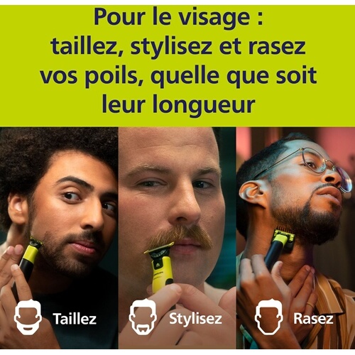 Accessoire rasage Philips Pack de 4 lames de remplacement tondeuse OneBlade QP240/50 Chrome foncé