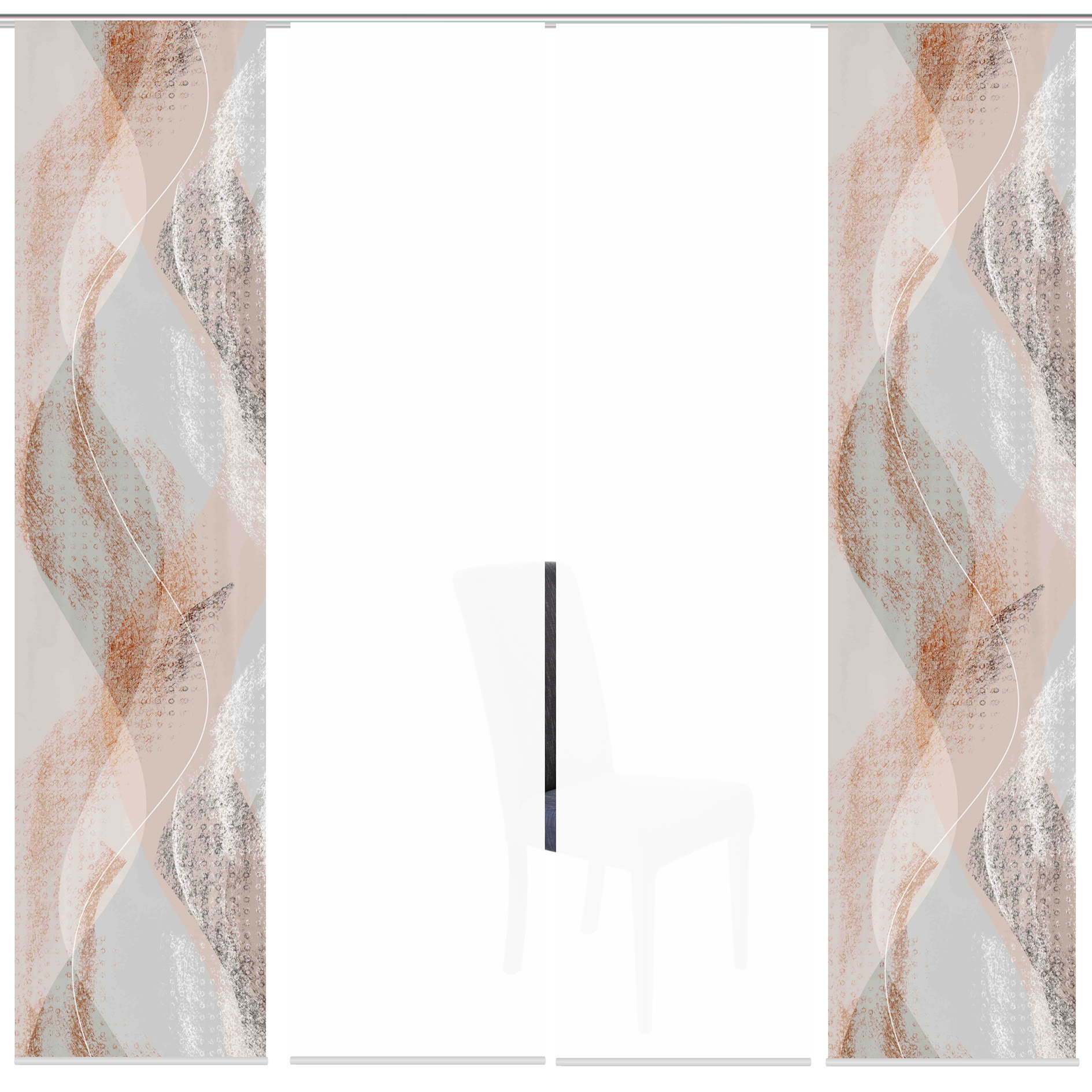 4-teiliges Schiebevorhang-Set TORRE - kupfer-weiß - je 60x245 cm