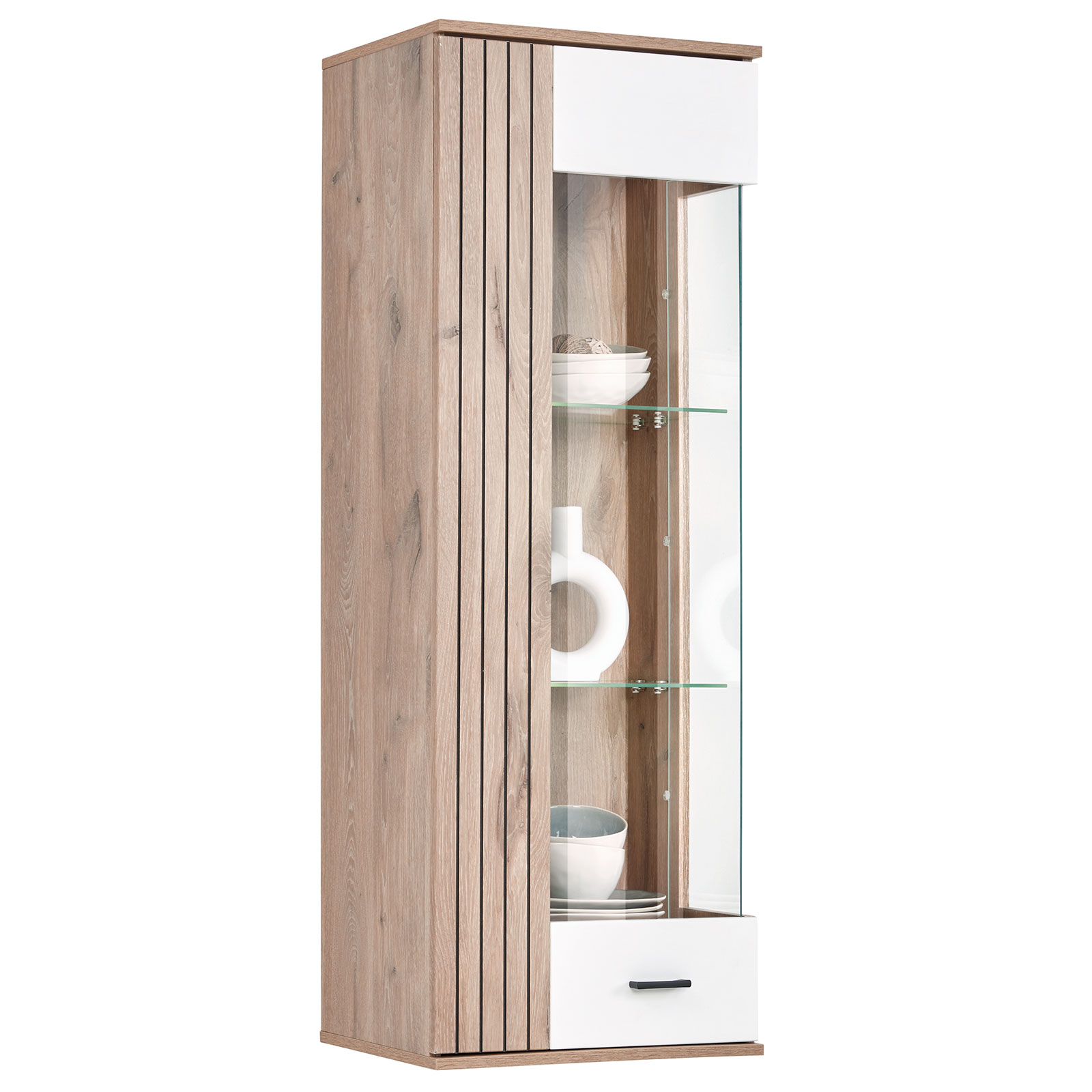 Hängevitrine - weiß-Viking Oak Nature - 45 cm