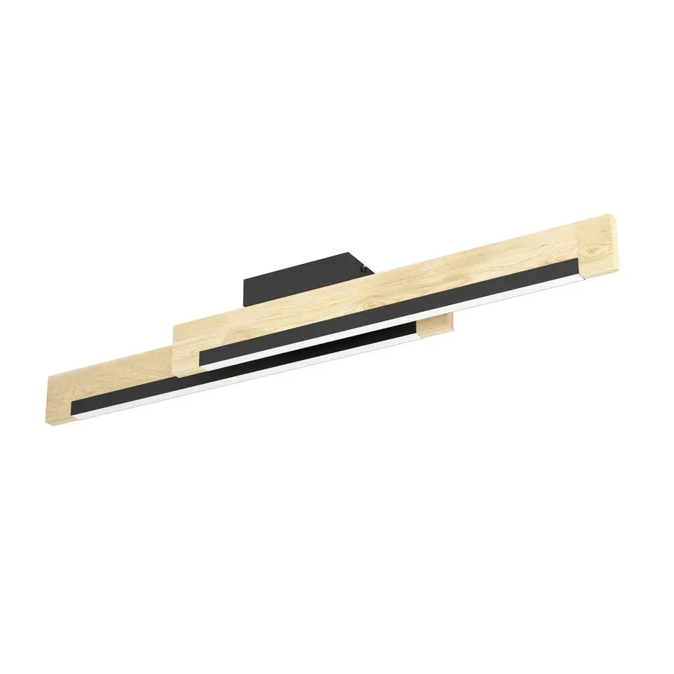 EGLO Camacho Plafondlamp - LED - 94 cm - Zwart/Bruin/Wit