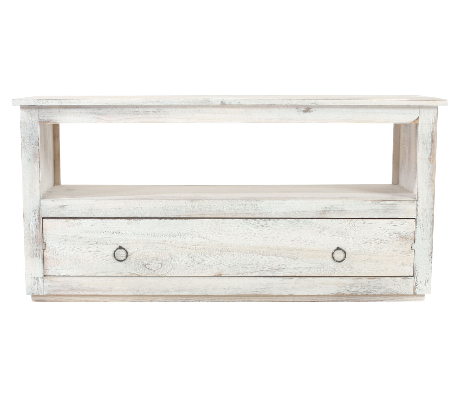 TV-Rack Fernsehtisch Lowboard TV-Regal, Shabby-Look, Vintage ~ weiß