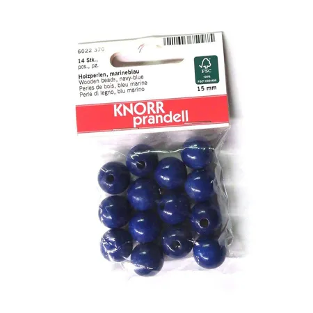 Knorr Prandell Holzperlen 15mm, marineblau, 14 Stück