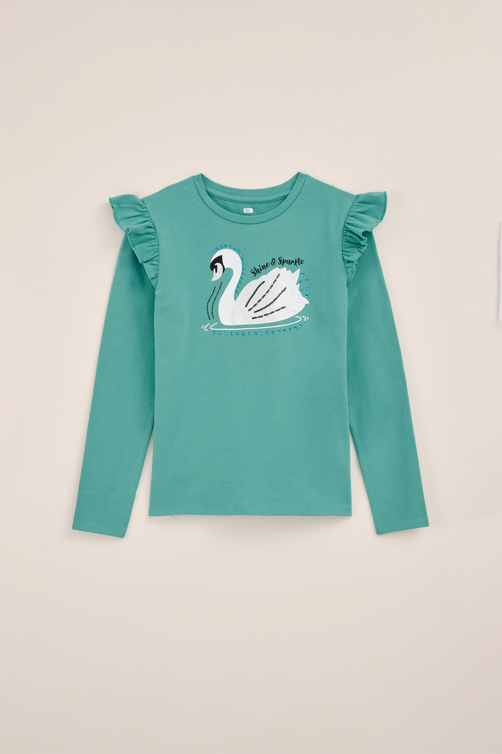 Meisjes T-shirt met embroidery WE Fashion Lichtgroen