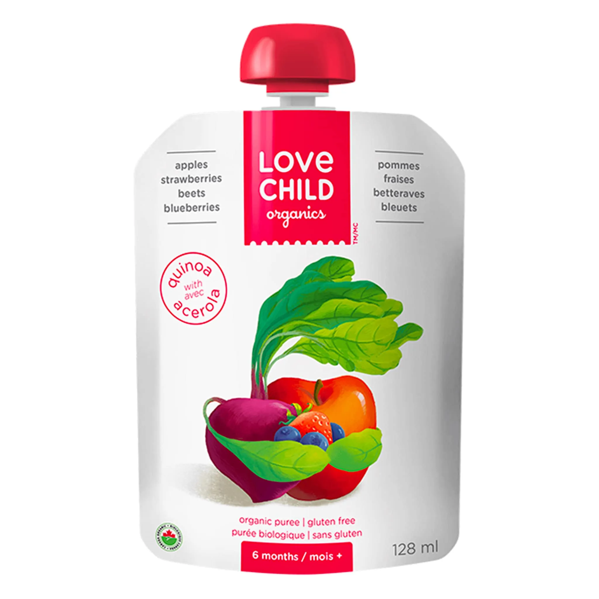 Love Child Organics Purée Bio - Superblends -  Pommes, Fraises, Betteraves et Bleuets (À partir de 6 mois )