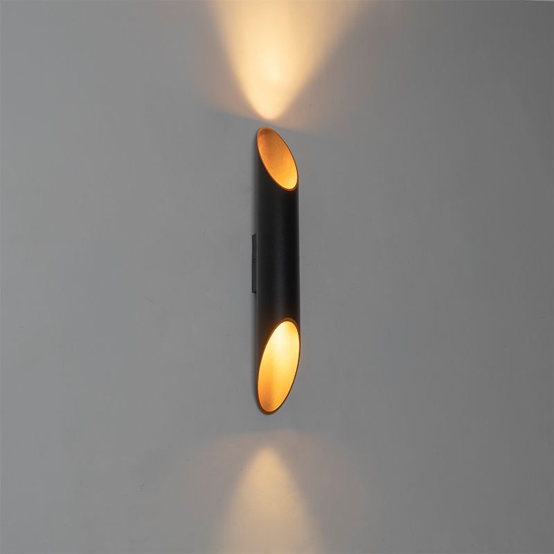 Moderne wandlamp zwart met gouden binnenkant 5,6 cm - Organo