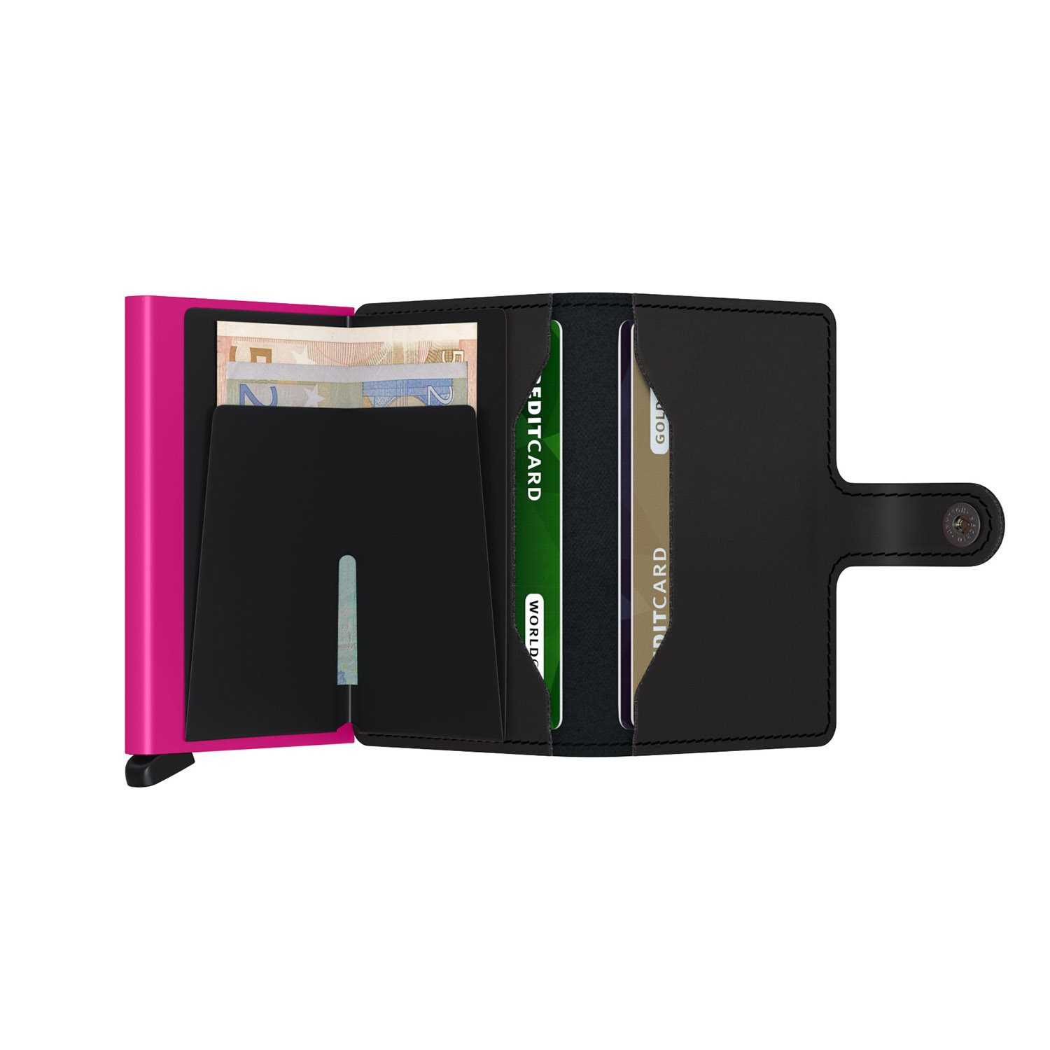 Secrid Miniwallet Portemonnee Matte black & fuchsia