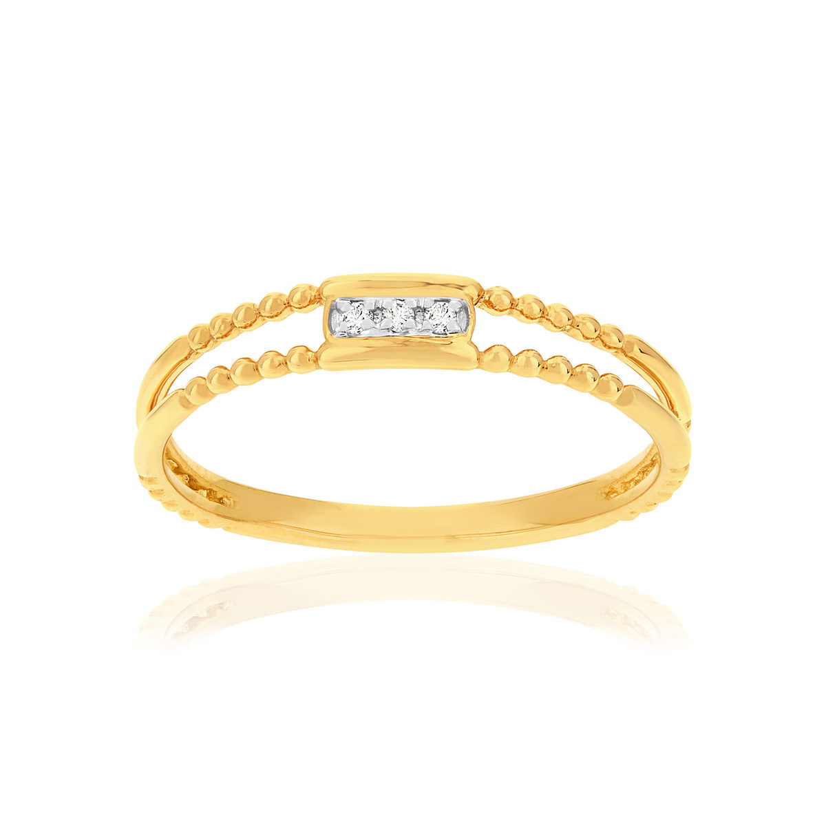 Bague or 375 jaune diamants