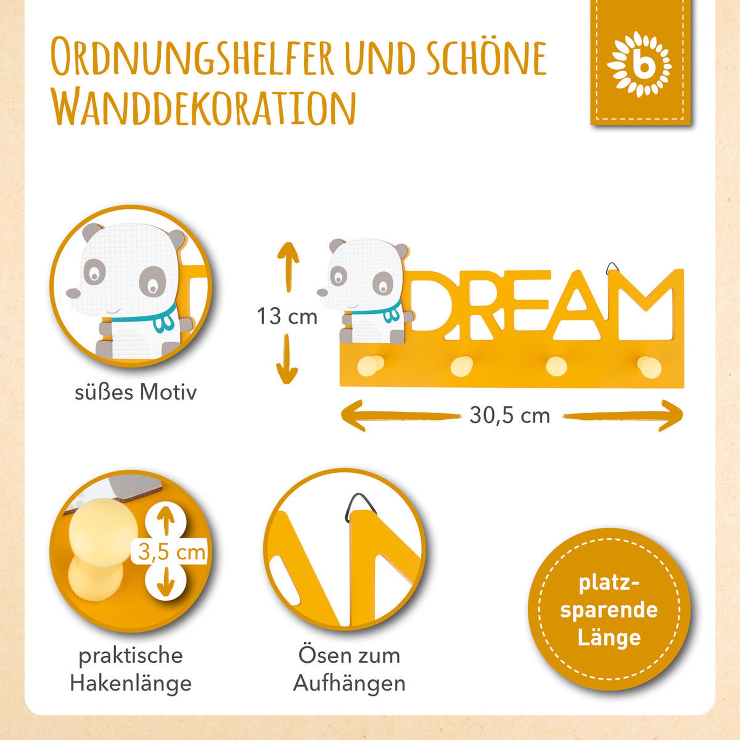 Bieco Garderobe Kinder Dream Gelb