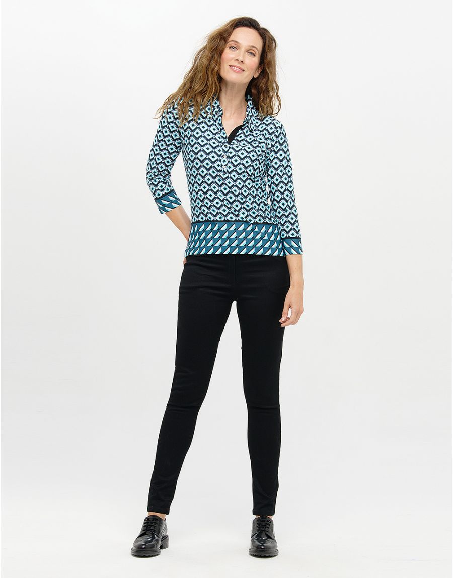 T-shirt col chemise bleu