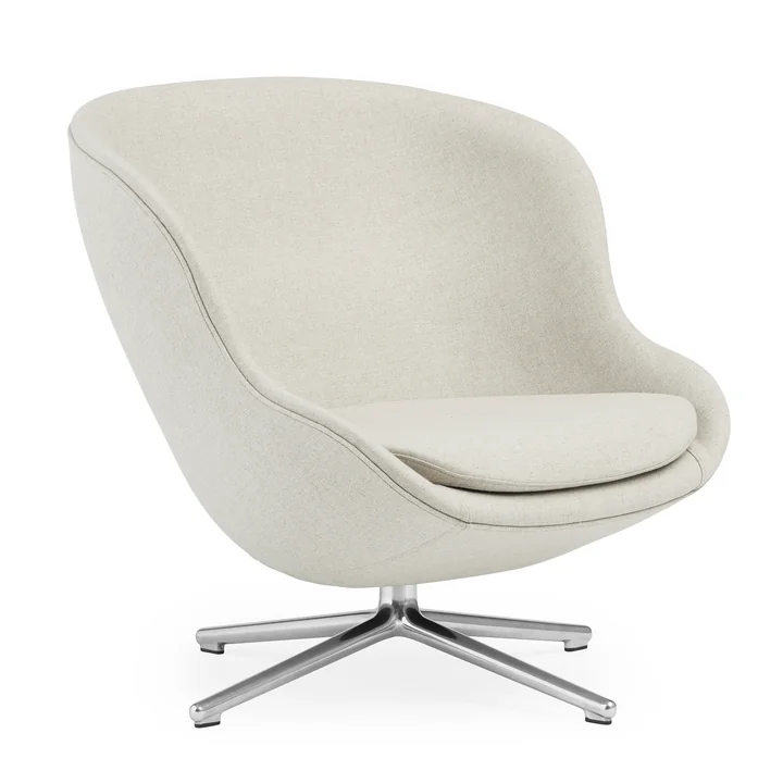 Normann Copenhagen - Hyg Lounge-Sessel mit Drehgestell, Aluminium / hellgrau (Main Line Flax MLF20)