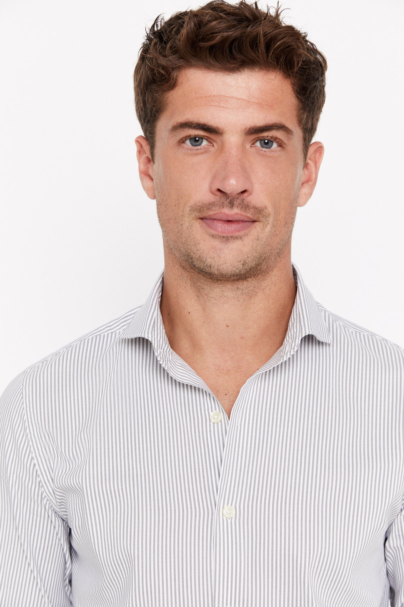 Camisa listrada Coolmax™ de corte justo