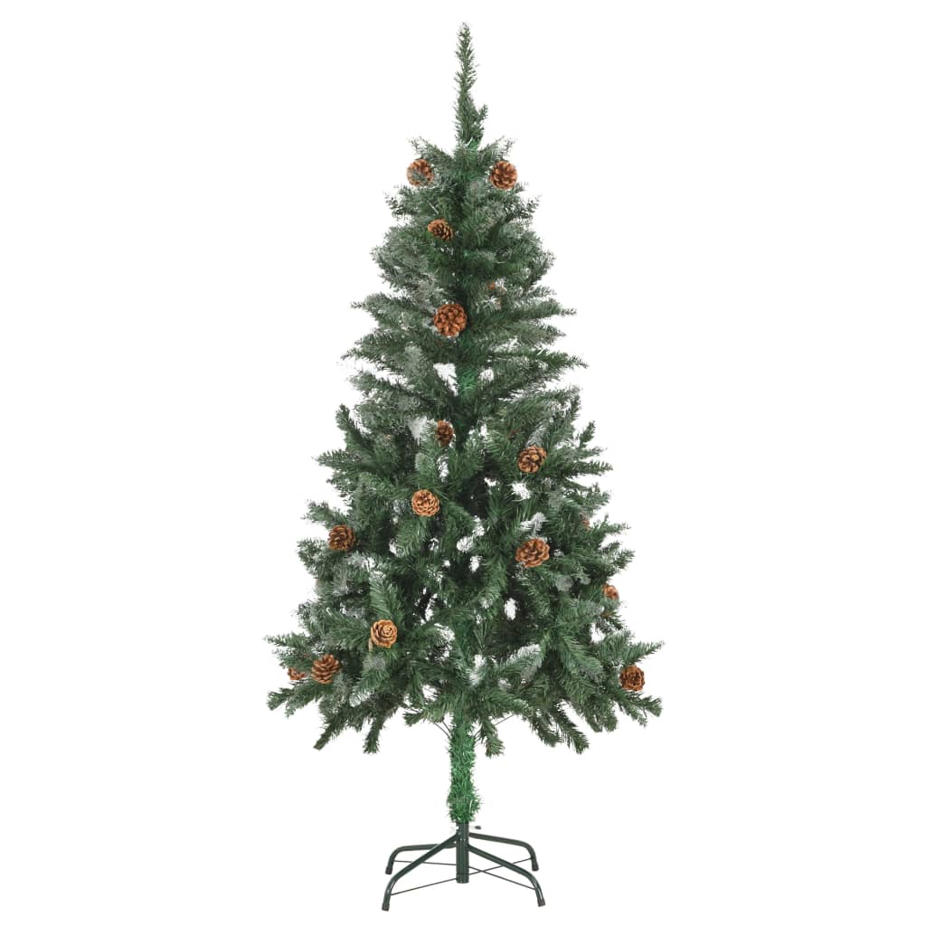 Kunstkerstboom, dennenappels, witte glitter, 150 cm