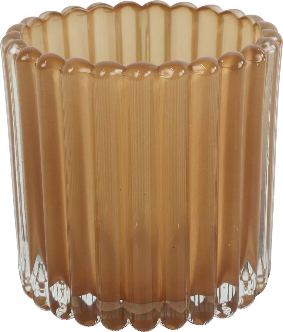 Countryfield waxinelichthouder Wave bruin D 7,5 H 7,5 cm
