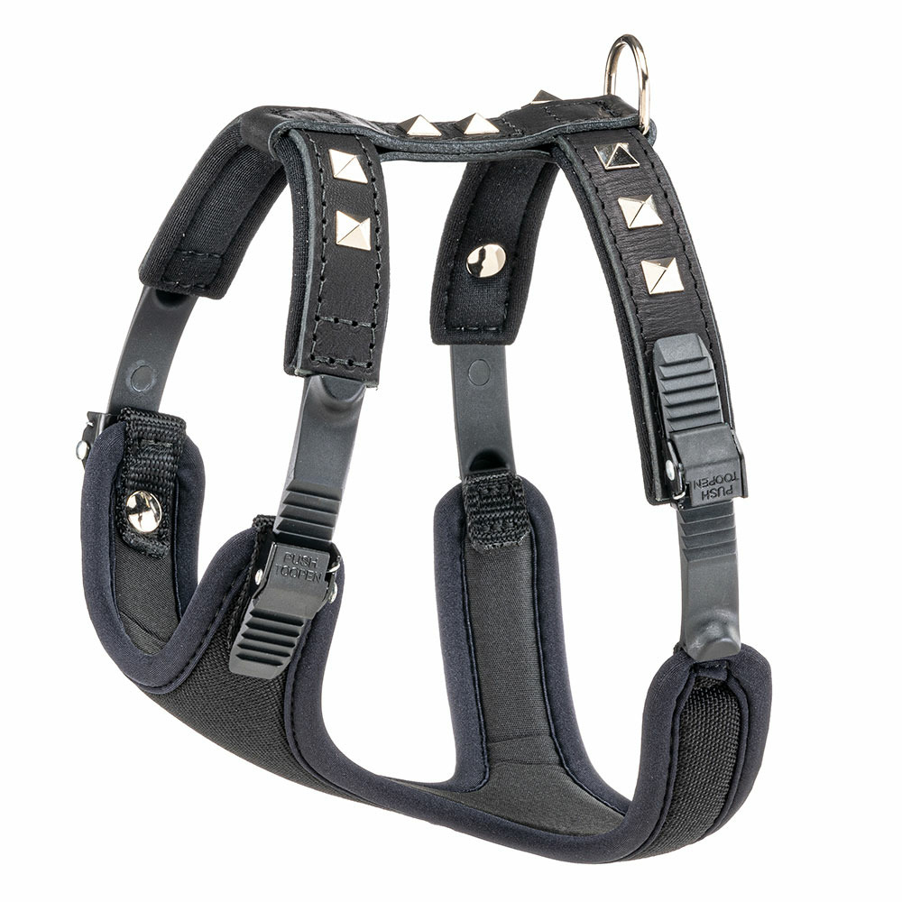 Harnais pour chiens giotto luxor small, en cuir véritable avec clous argentés