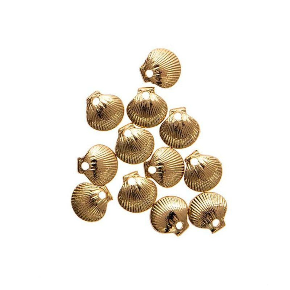 12 perles - mini coquillages - doré
