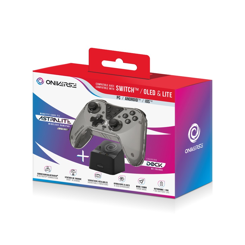 Nintendo Switch Oniverse Astralite Controller Wireless Smoked Black inkl. Charging Station