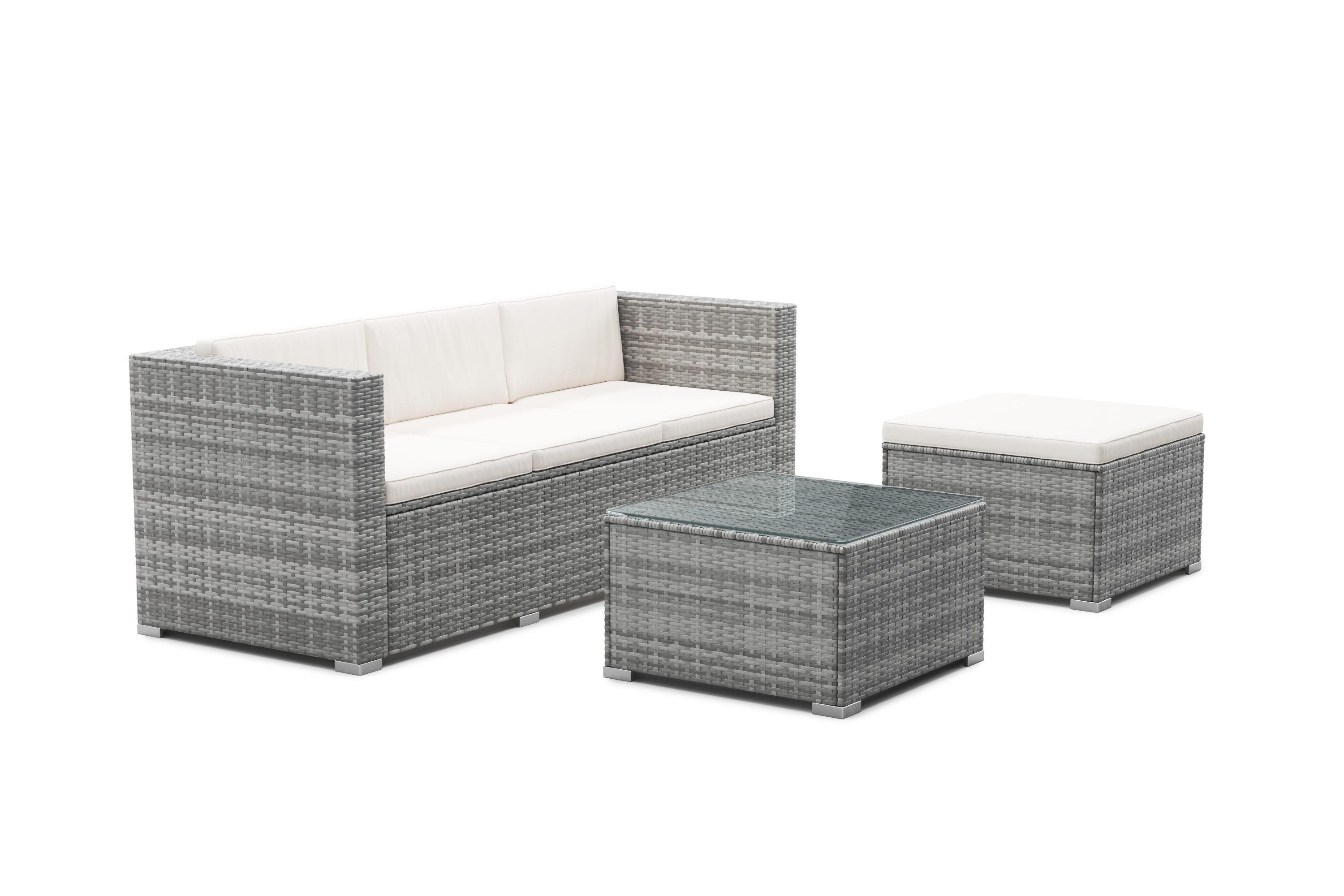 Rattanlounge NIZZA grau/beige