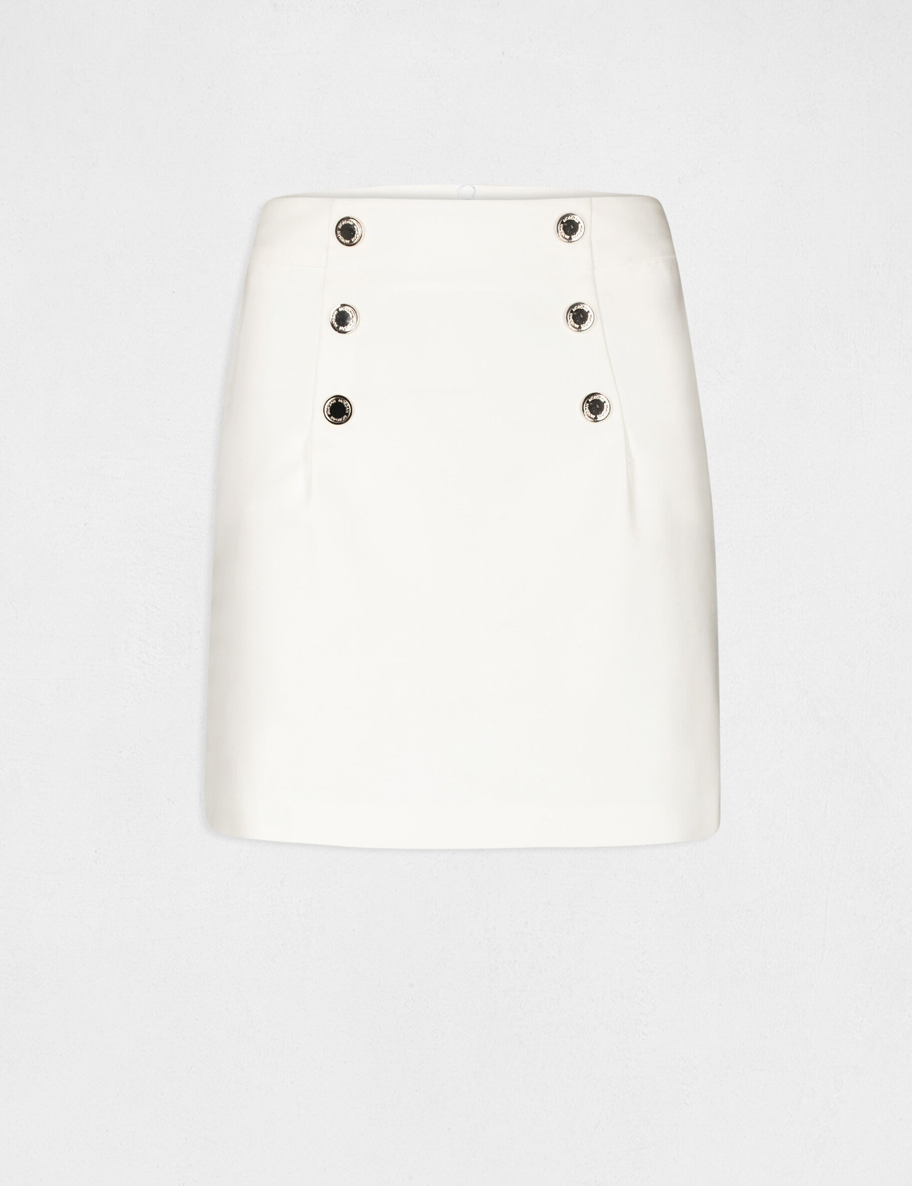 Jupe droite taille haute avec boutons ecru femme - ecru