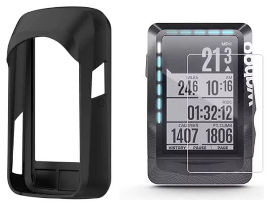 Ecran de protection en verre trempé et Housse de protection silicone pour Wahoo Element ROAM 2