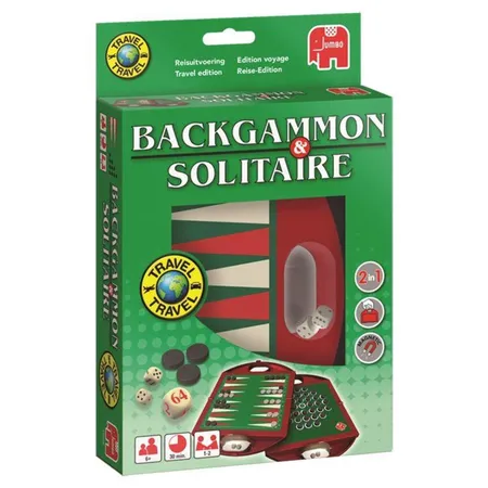 Jumbo Spiele Backgammon & Solitaire Reisespiel