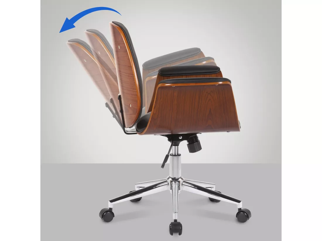 Chaise de bureau - Bois & Métal - Noyer / Noir - Kemberg