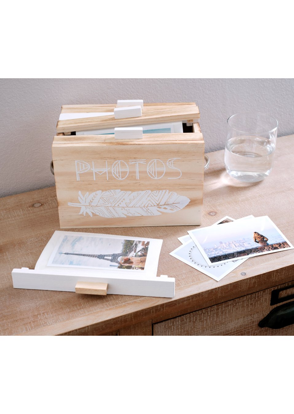 Boîte de rangement photos en bois