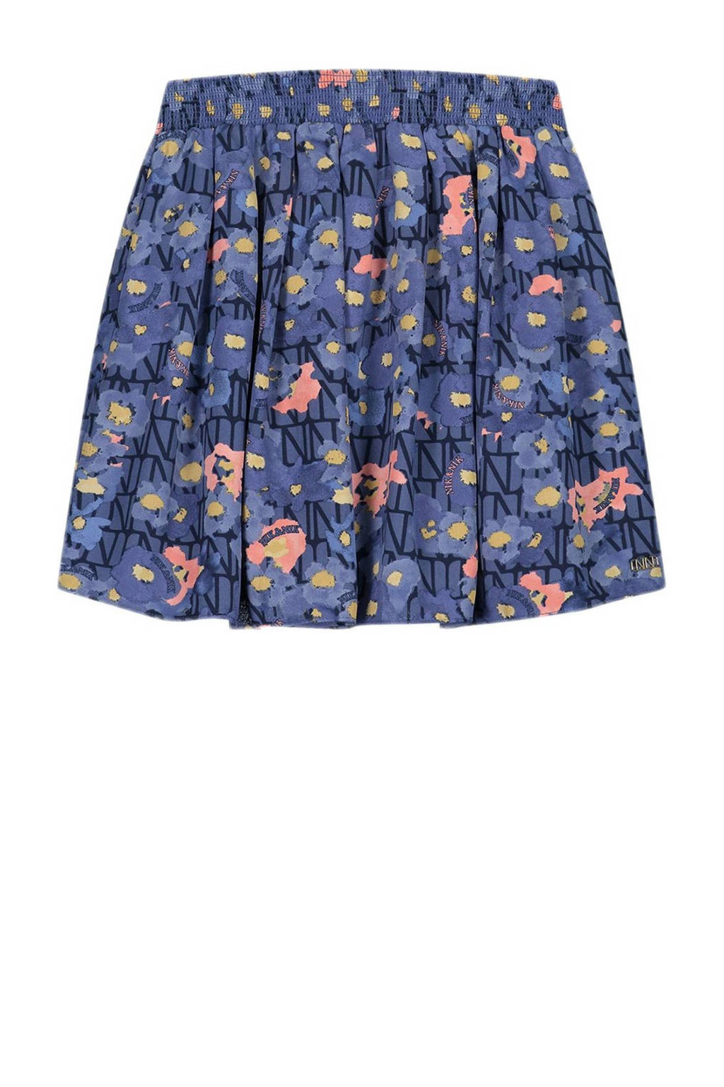 NIK&NIK gebloemde rok Vonne blauw/roze